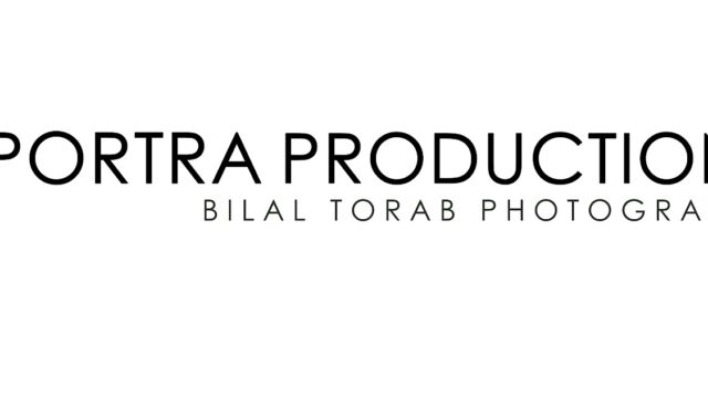 A close-up of the logo "iPORTRA PRODUCTIONS BY BILAL TORAB PHOTOGRAPHY".